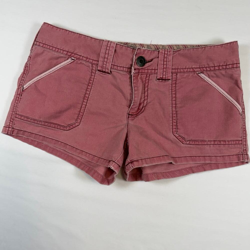 American Eagle Women’s 4 Y2K Low Rise Micro Shorts Cotton Stretch Red Bohemian